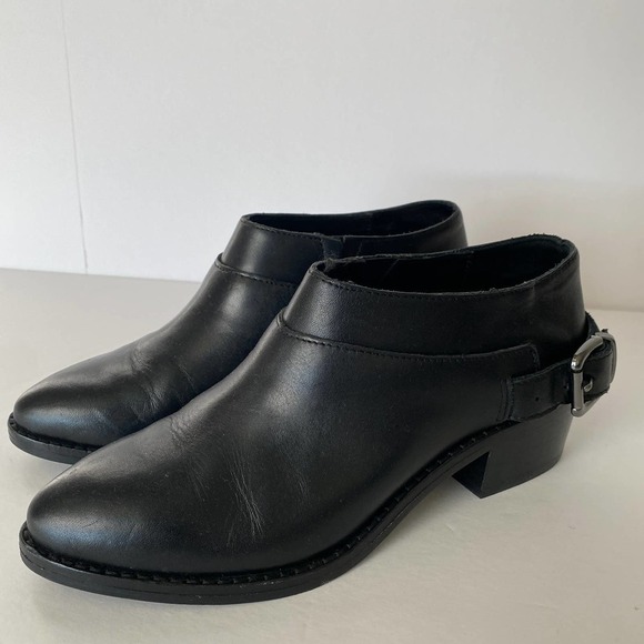 & other stories Black Leather Booties Size 36 block heel buckle - Picture 4 of 8